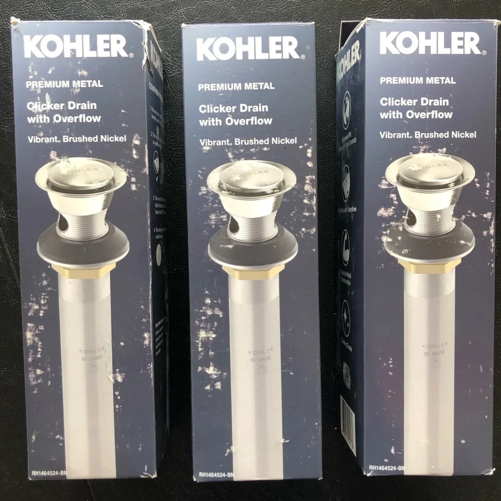 Kohler Vibrant Brushed Nickel Clicker Drain with Overflow - Brushed Nickel (3).